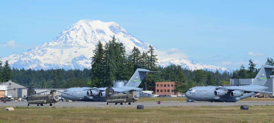 Scenic view of Joint Base Lewis-McChord, Washington, in 2019