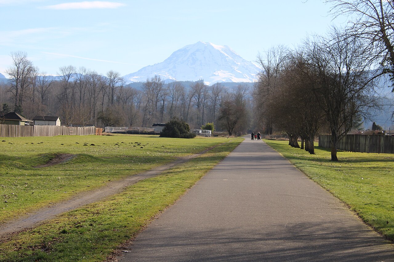 Foothills Trail near Orting leading toward Mount Rainier